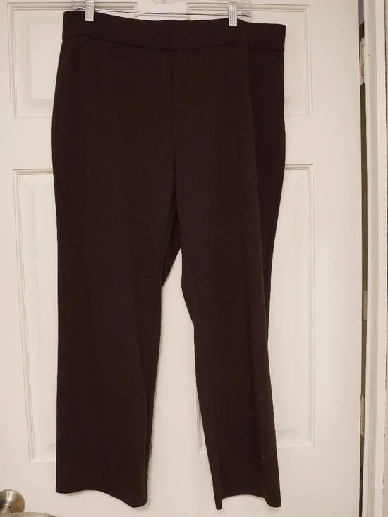 Studio Works Petite PXL Brown Pull On Straight Leg Pants Plus Size Career Casual - Picture 1 of 3